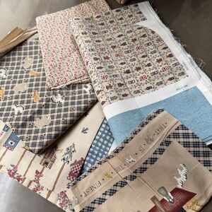 Daisy Kingdom 1995 Lot Of Country Fabrics From Scarecrows And Noah Patterns